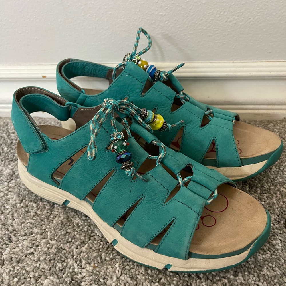 Bionica OLANDA SPORT SANDAL SHOE TURQUOISE 8.5 w/art beads! - Picture 2 of 5